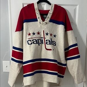 47 Capitals Red and Cream Hooded Sweater